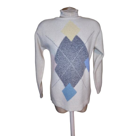 Vintage Liz Claiborne Argyle Sweater Lambswool Angora‎ SZ S Preppy - Picture 1 of 4